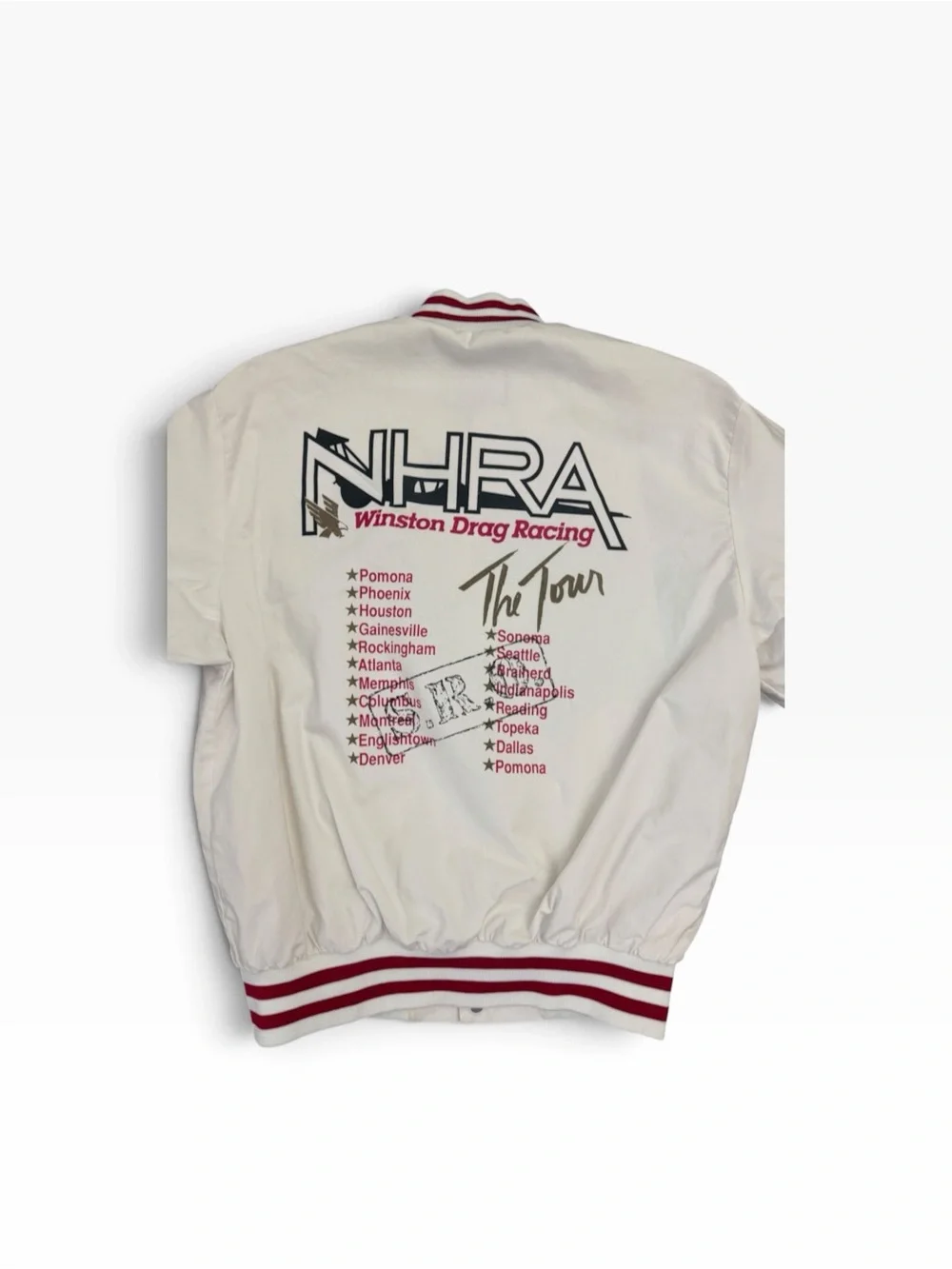 Vintage NHRA White and Red Varsity Jacket
